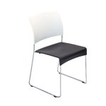 Kantinestoel Vitra Sim, zwarte zitting, witte rug
