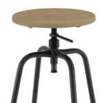 Barkruk zwart staal, eikenhout (hoog)