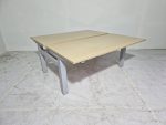 Duo zit-sta bureau elektrisch, grijs 160cm licht beuken