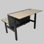 Duo zit-sta bureau elektrisch, Voortman, antraciet 160cm eiken