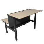 Duo zit-sta bureau elektrisch, Voortman, antraciet 160cm eiken