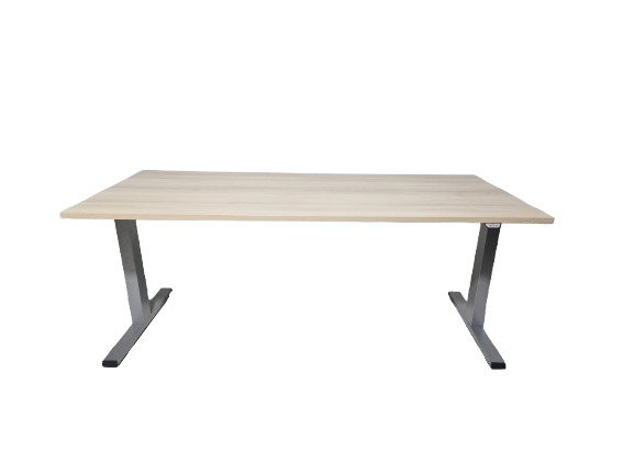 20260212_082827-removebg-preview60461_nobg Zit-sta bureau elektrisch, Steelcase, grijs 160cm eiken - Afbeelding 1