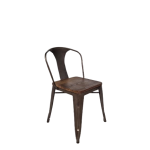 Kantinestoel Tolix, zwart, houten zitting