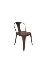 Kantinestoel Tolix, zwart, houten zitting