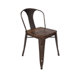Kantinestoel Tolix, houten zitting, zwart