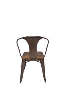 Kantinestoel Tolix, zwart, houten zitting - Afbeelding 2