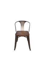 Kantinestoel Tolix, zwart, houten zitting - Afbeelding 4