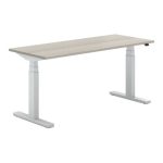 Zit-sta bureau elektrisch, Steelcase Migration 160 Wit / Natuur eiken