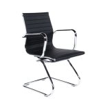 Vergaderstoel Zone, sledemodel, PU leder, zwart of wit