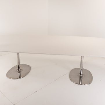 Ovale vergadertafel, 300x130cm, wit
