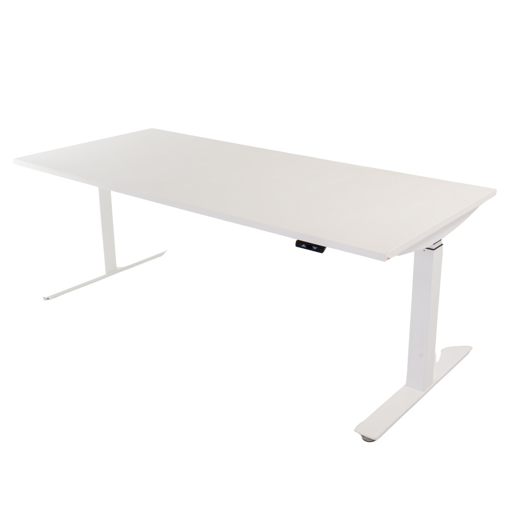 LOOOPS-343889675_nobg Zit-sta bureau elektrisch, Markant matrix, wit - Afbeelding 1