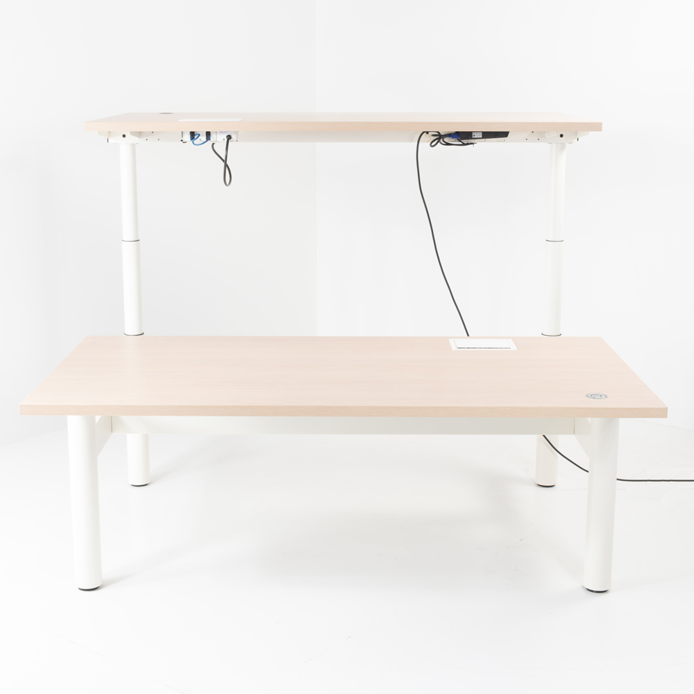 Duo zit-sta bureau elektrisch, Gispen TM wit 160cm
